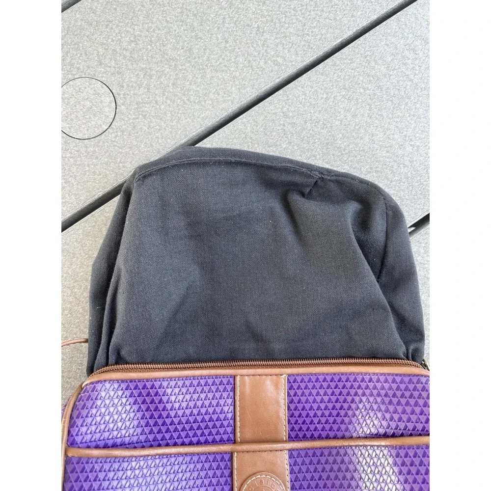 Vintage 1980s Liz Claiborne Purple Geometric Crossbody Bag Leather Piping